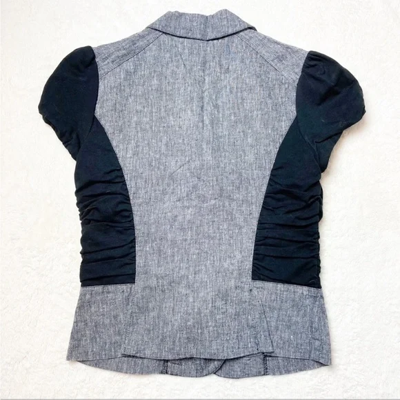 🌸3/$25 Candies Linen Blend Black & Gray Blazer Jacket with Ruching Detail Size M - Picture 2 of 16